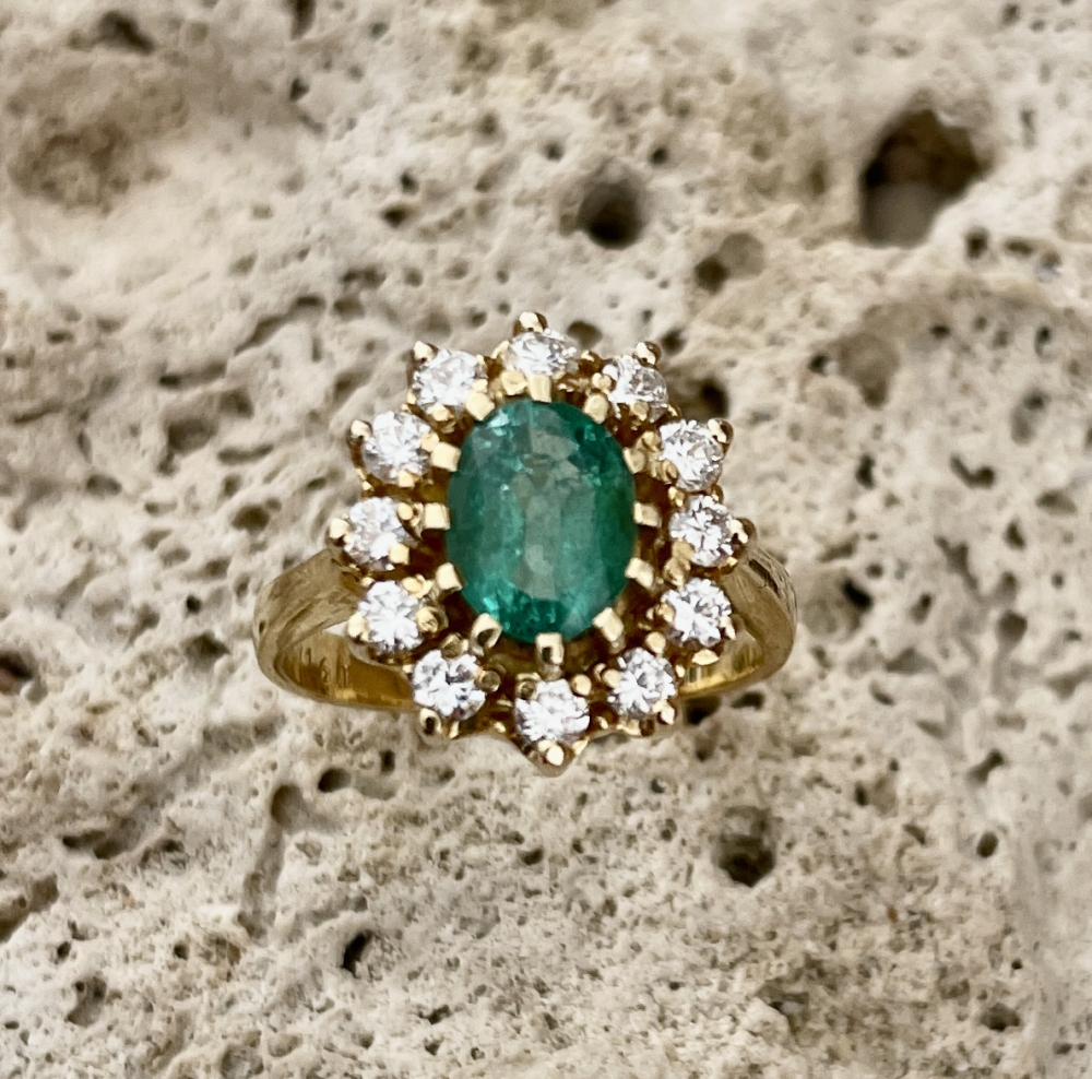 Smaragd-Brillanten Ring 750GG 1,60ct